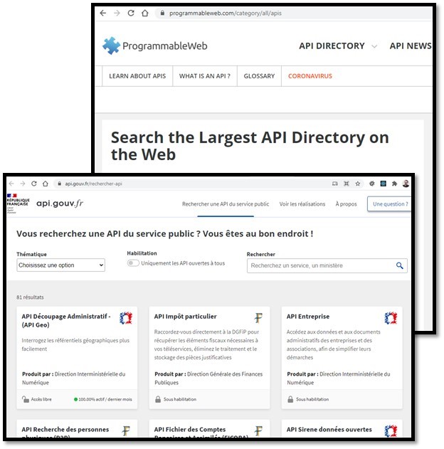 Exemples de sites avec API